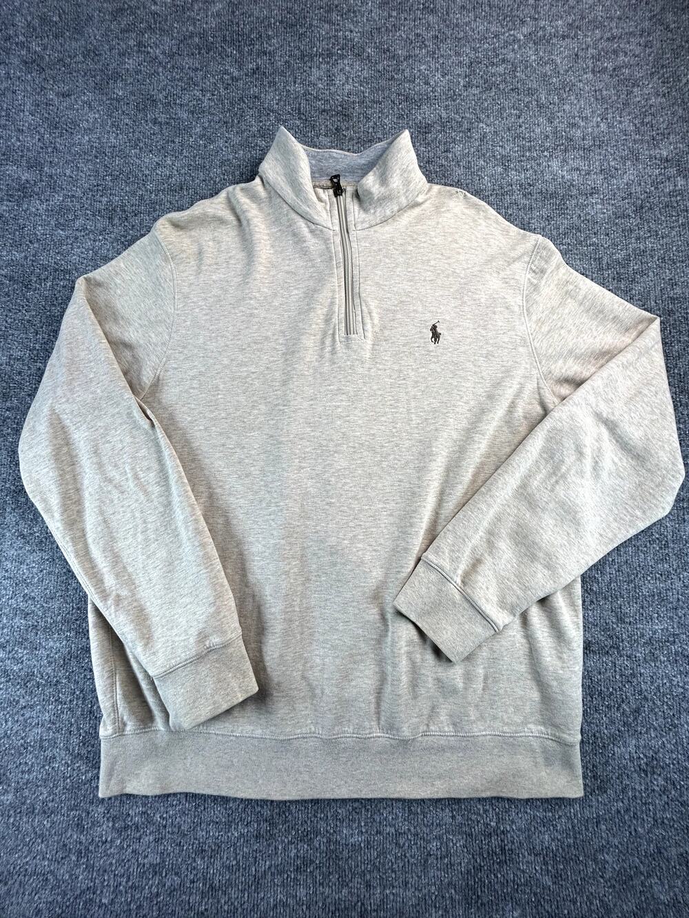 Polo Ralph Lauren Men’s XL Gray Quarter Zip Pullover Sweatshirt Pony Logo Casual